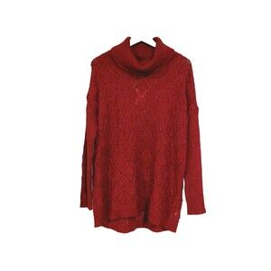 Elsamanda womens 30% Mohair Blend Cowl Neck Sweater size XS Red Turtleneck Tunic